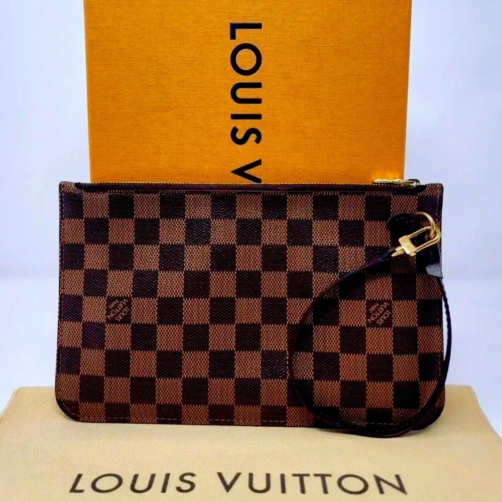 Authentic Louis Vuitton Neverfull Damier Ebene Pouch Pochette wristlet